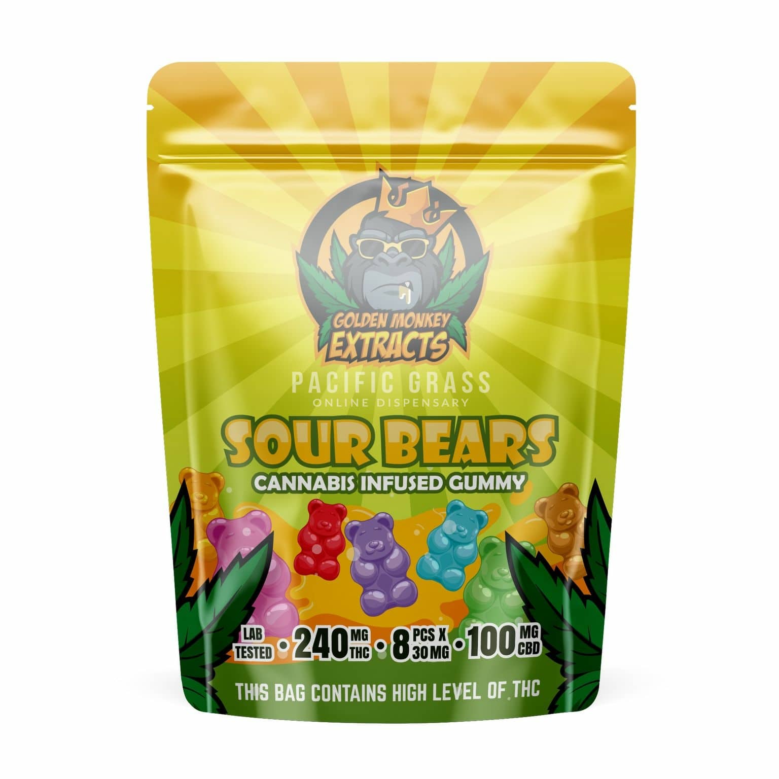 Golden Monkey Extracts - Gummies - 240MG THC + 100MG CBD | Pacific