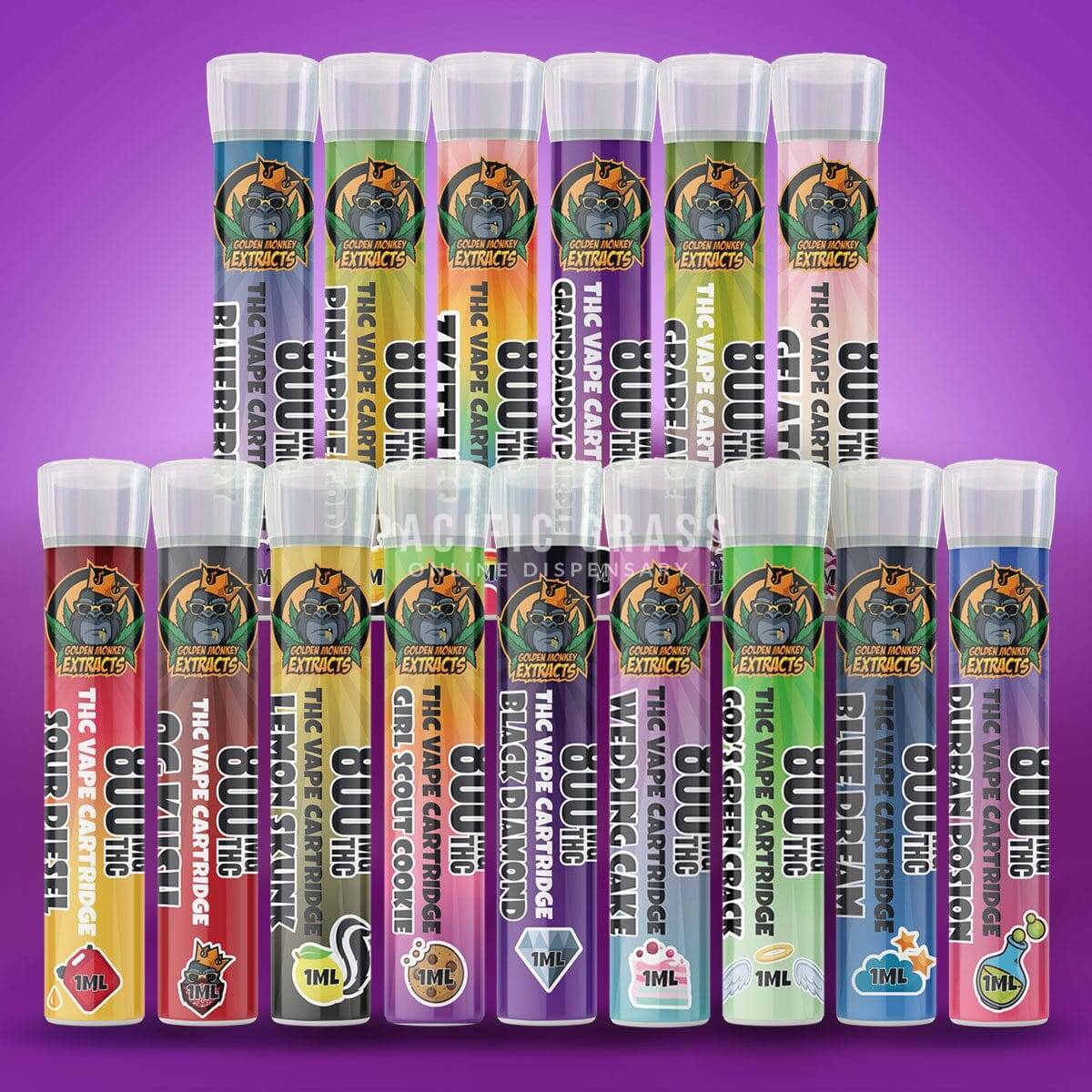 Golden Monkey Extracts - Premium 800MG THC Cartridges - 1ML