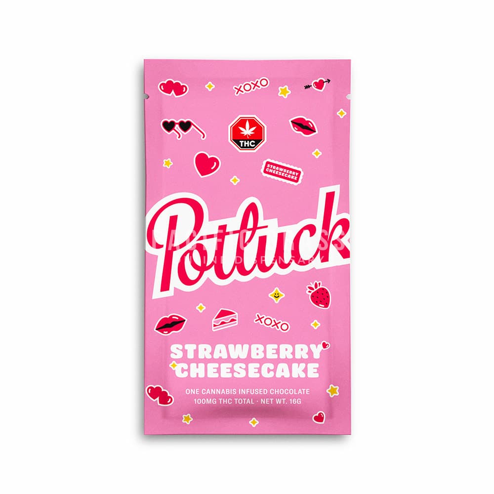 Potluck Chocolate - White Chocolate Strawberry Cheesecake