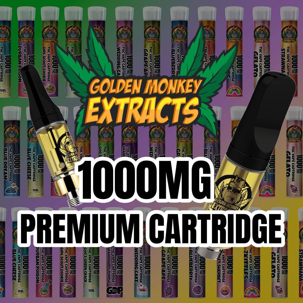 Golden Monkey Extracts – Premium 1000MG THC Cartridges – 1ML