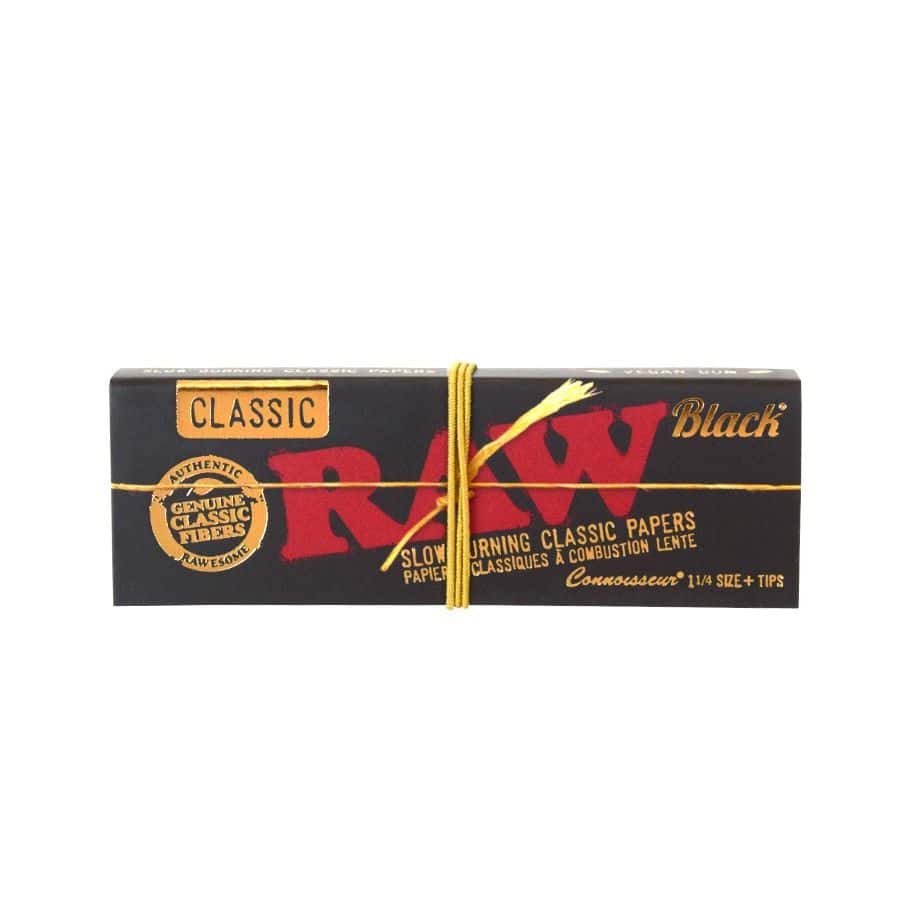 RAW Black Classic – Connoisseur Pack – 1 1/4 Size W/ Tips