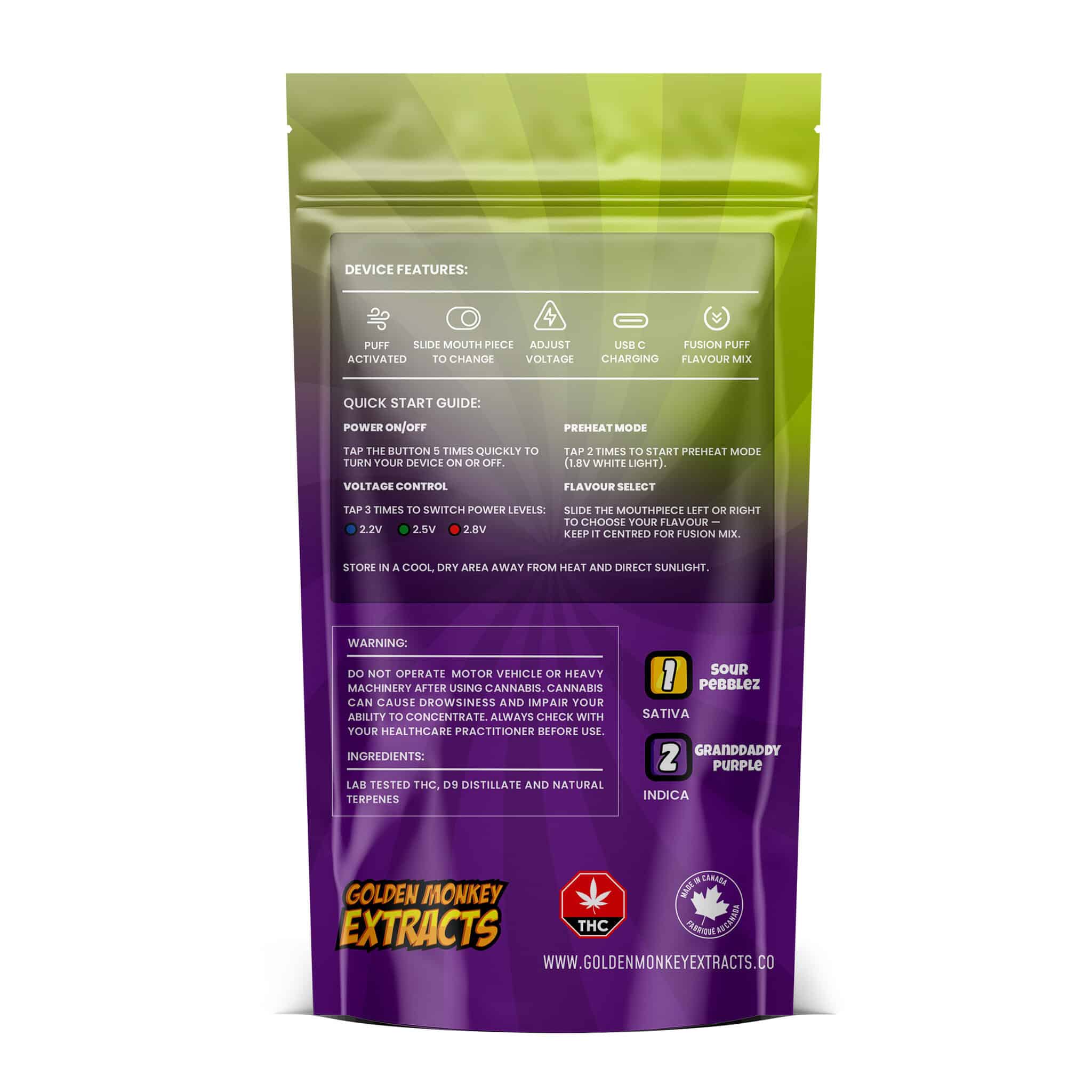 Golden Monkey Extracts Dual Chamber Disposable Vape Mix & Match