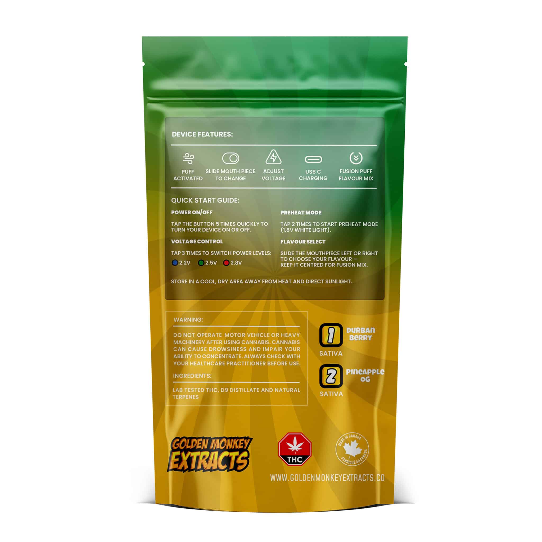 Golden Monkey Extracts Dual Chamber Disposable Vape Mix & Match