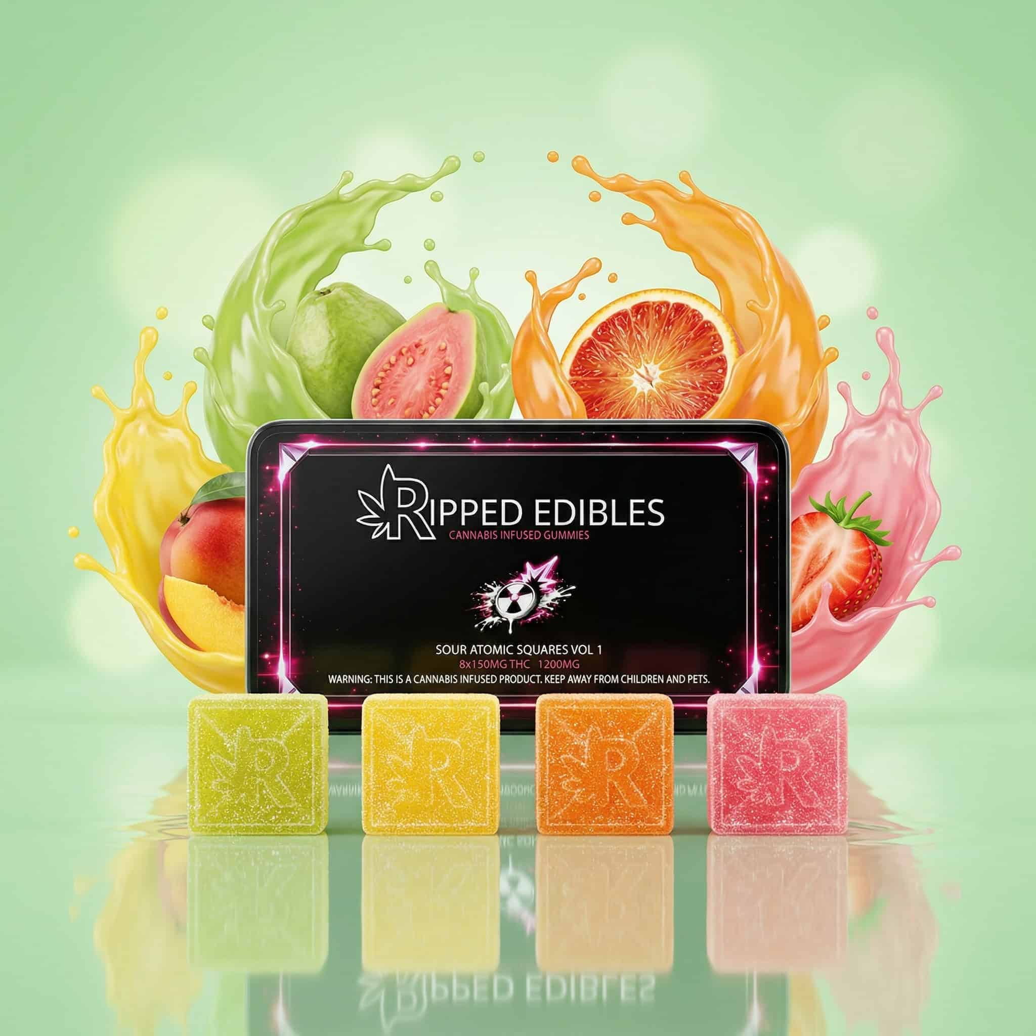 Ripped Edibles - High Dose Atomic Sour Squares - 1200mg